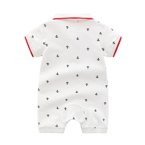 Children's Summer 2024 New Arrival Boys 0-1 Years Old Stylish POLO Neck Navy Windprint Romper
