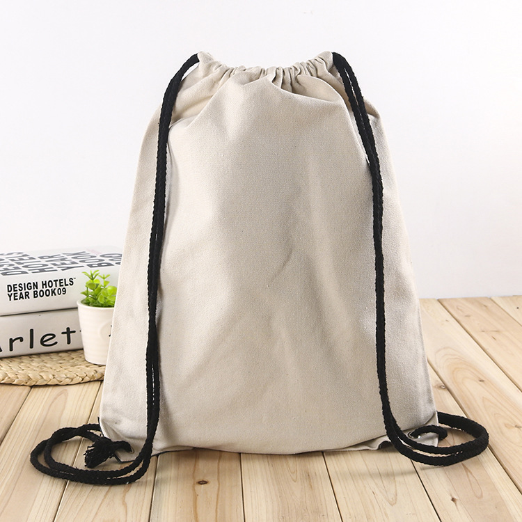 厂家定做抽绳帆布束口礼品麻布袋 旅行收纳背包袋定制LOGO