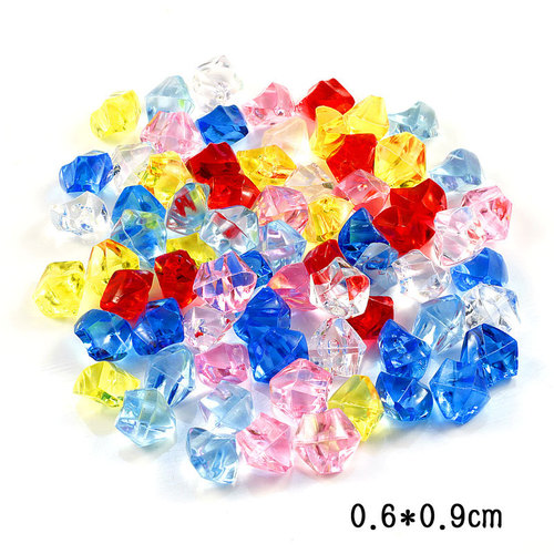 Small ice cubes 6x9mm simulated transparent acrylic colored crystal stone, fast frozen frozen plastic fake ice pieces