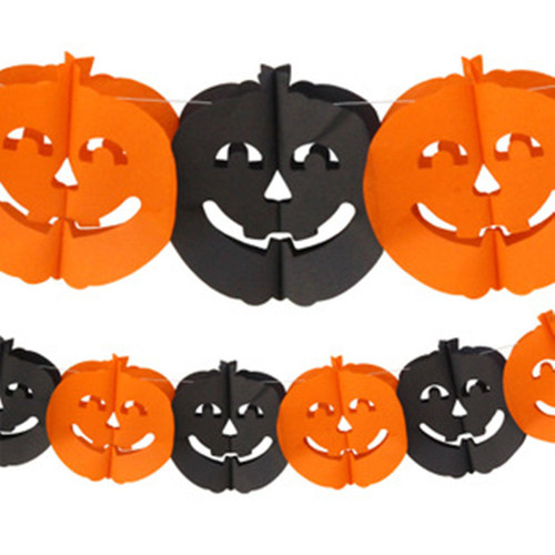 Halloween flower decorations haunted house bar scene setup ghost spider pumpkin paper bat skeleton paper pull bar