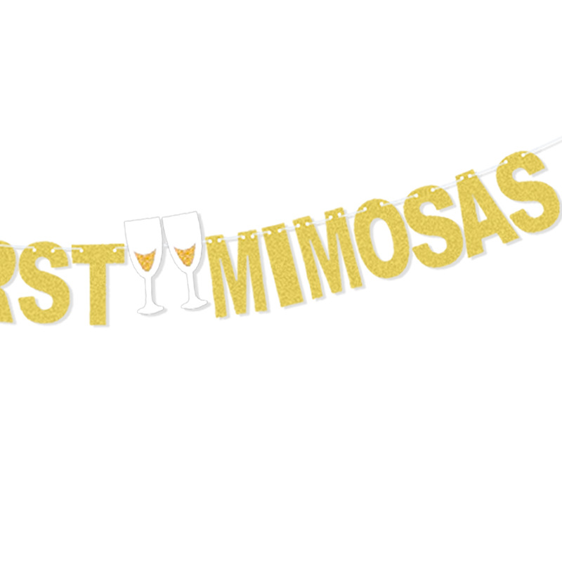 Sola fiesta decoración de oro carta tire de la bandera tirón de la flor de suministro directo de fábrica PERO FLRST MIMOSA brillo tire de la flor