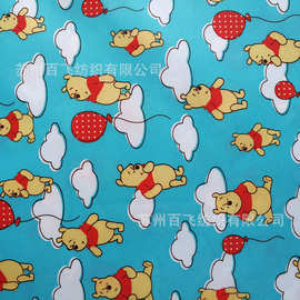 现货供应卡通童车布印花布小熊小狐狸 印花布不褪色婴儿童车床