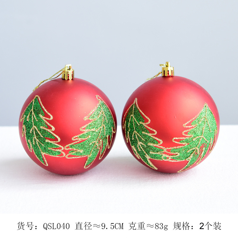 Bolas navideñas de 8 cm, decoraciones rojas para bodas, bolas de plástico de colores, adornos para árboles de Navidad, bolas navideñas pintadas en caja para colgar.