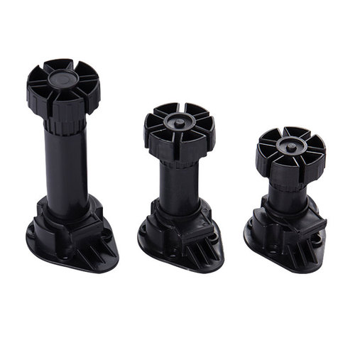 Furniture cabinet feet cabinet sofa tables and chairs PVC plastic adjusting feet black adjustable cabinet feet wholesale