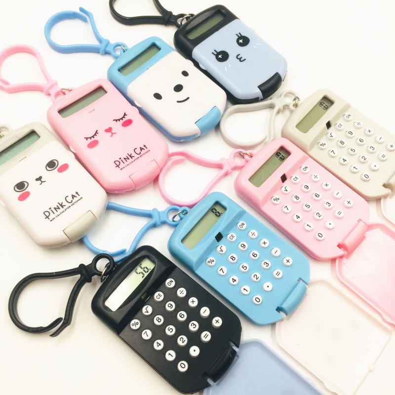 Creative mini calculator key chain pendant biscuit cute portable student small gift pendant wholesale