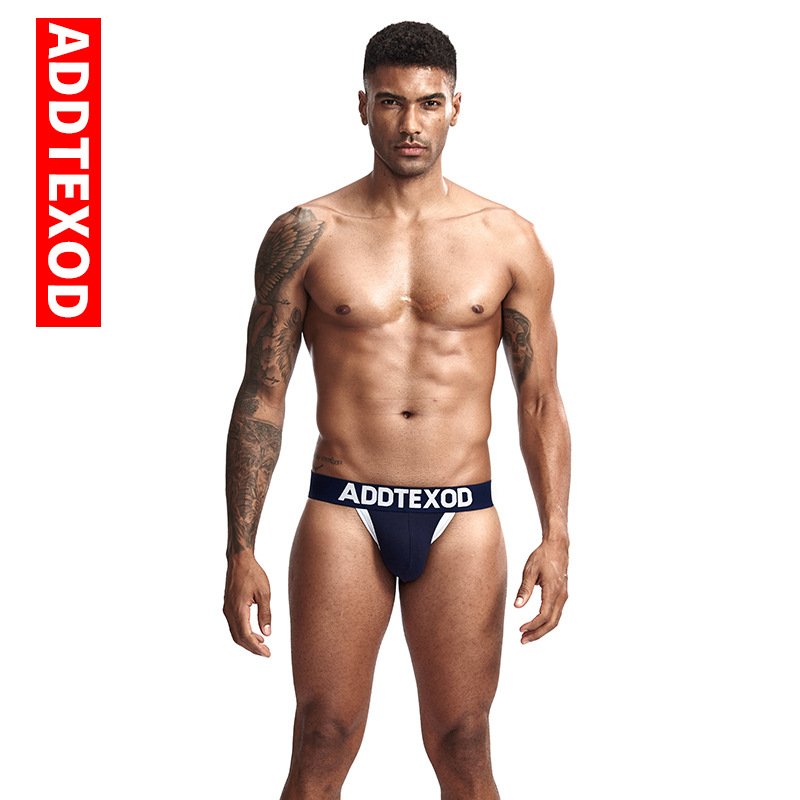 Suministro transfronterizo de ropa interior para hombres sexy doble Tanga algodón transpirable color sólido cinturón tridimensional cintura media Tanga para hombres image 9