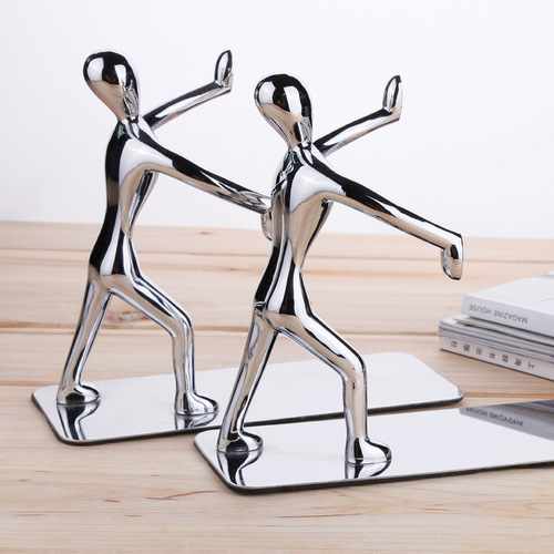 Kung Fu Book Holder Humanoid Book Backrest Ornament Creative Desktop Bookshelf Metal Book End Hand Push Book End Decoration