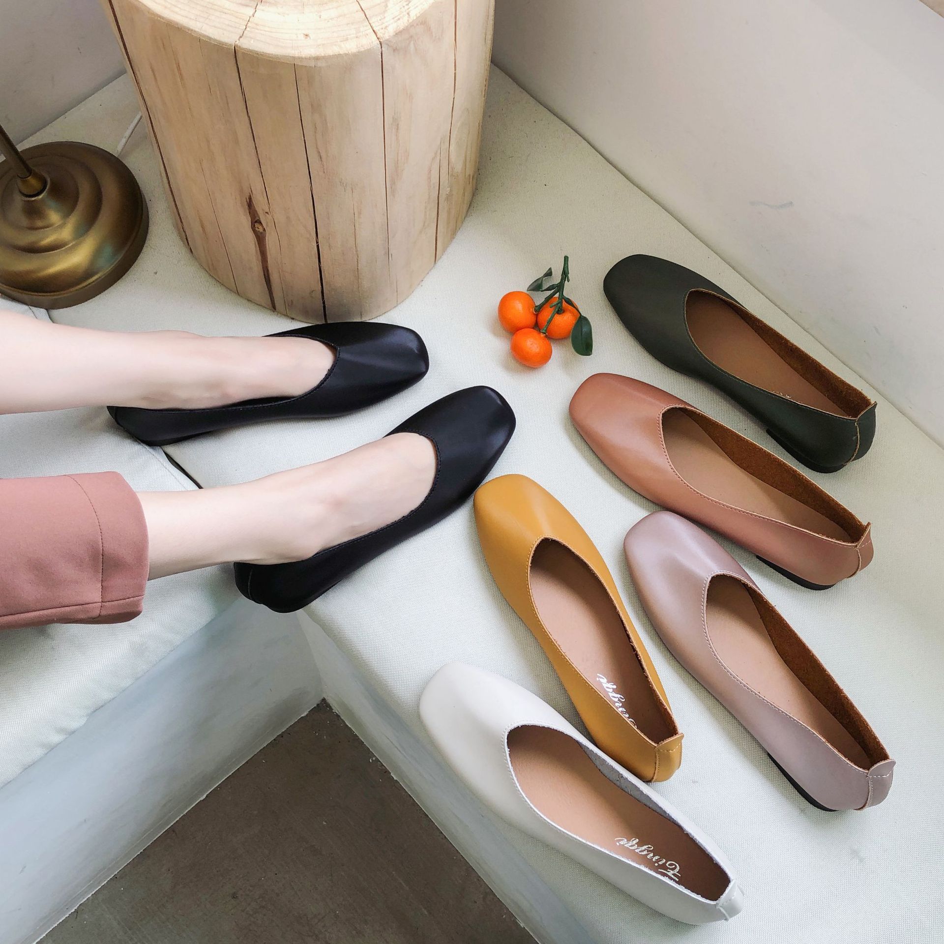 2024夏季森系森女百搭方头平底复古奶奶鞋单鞋日韩女舒适韩流