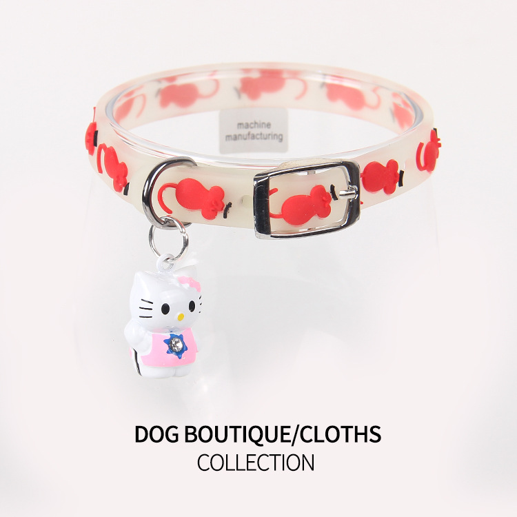 Fábrica directa collar de mascotas gatos y perros collar de campana luminosa ajustable de goma nocturna pasear artículos para perros al por mayor