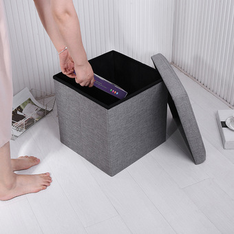 厂家直销高品质居家大号收纳凳麻布可折叠储物凳换鞋凳金华收纳凳