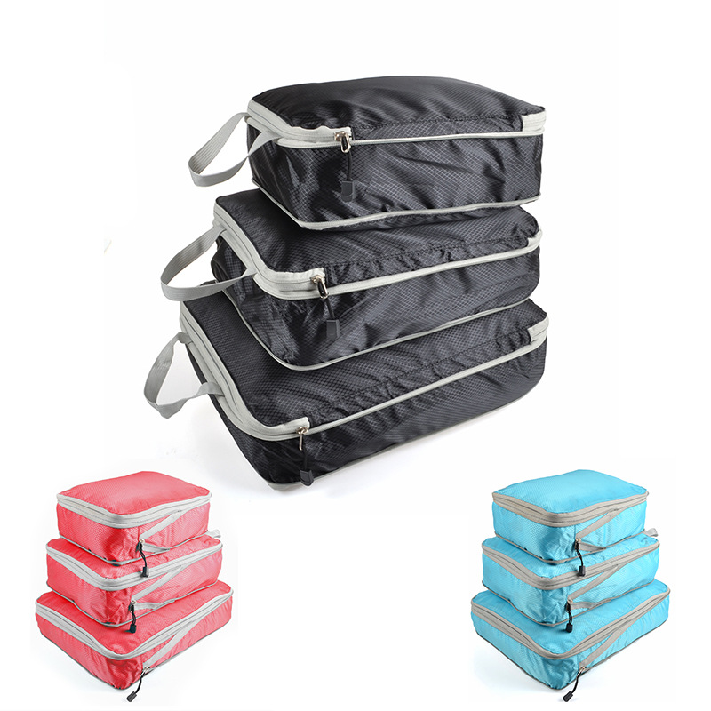 Traje de almacenamiento expansión de compresión multi-tamaño de almacenamiento de tres piezas conjunto de gran capacidad de viaje al aire libre traje de almacenamiento en el hogar