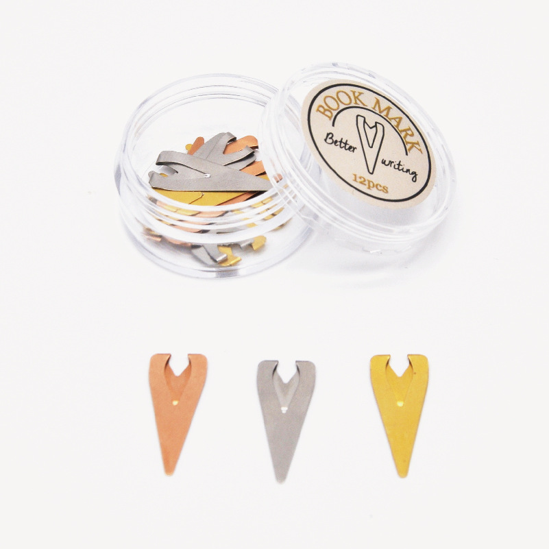 Metal hueco marcador posicionamiento marca marcador clip diario vintage latón página clip mini creativo pequeño clip de etiqueta