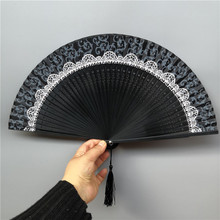 [清仓处理]头青折扇小礼品印花 中国风女式真丝扇子舞蹈 精致小巧