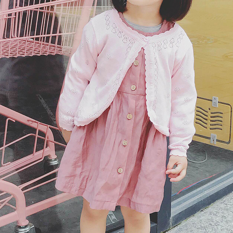 Entrega de una pieza estilo coreano chal de un botón para niños suéter de las niñas cardigan chaqueta para niños verano delgado para niños