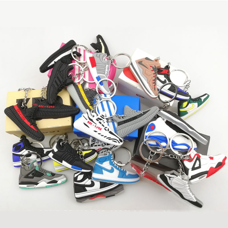 [including Packaging Box + Content] Sneaker Keychain Fashionable Brand Sports Shoes Brand Keychain Clip Doll Machine