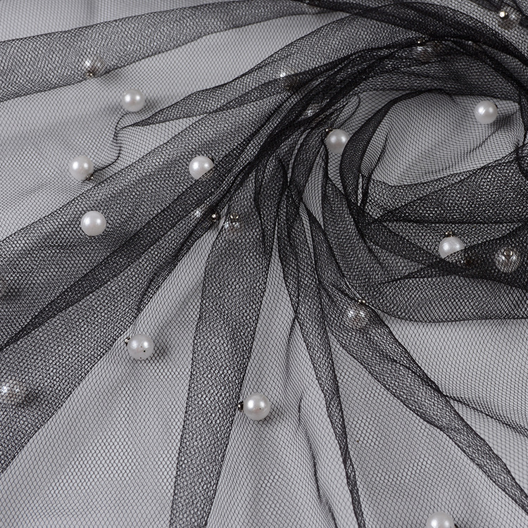 Fabricantes de suministro de tela de malla de diamante suave clavos de tela de malla de perlas de novia ropa de mujer hijack tela de hilo