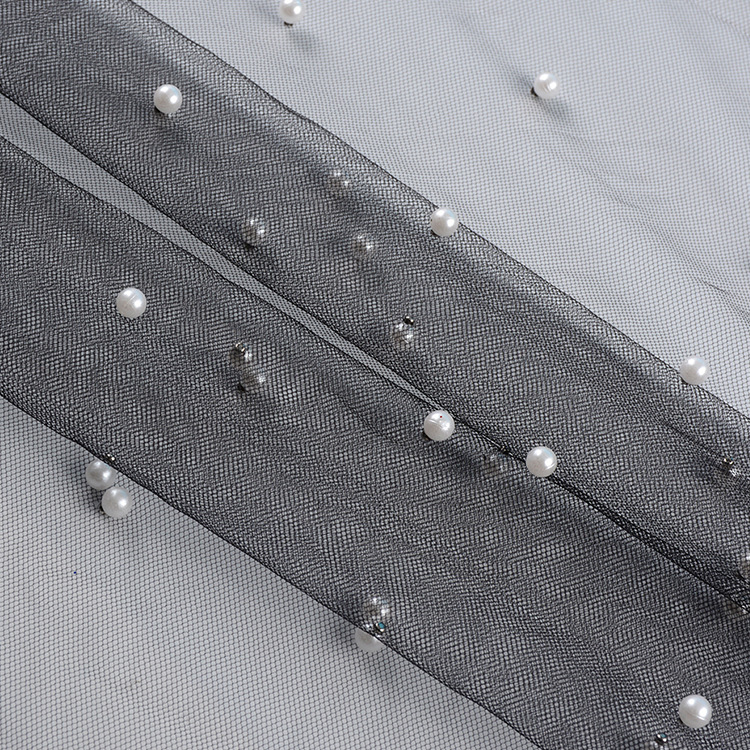 Fabricantes de suministro de tela de malla de diamante suave clavos de tela de malla de perlas de novia ropa de mujer hijack tela de hilo