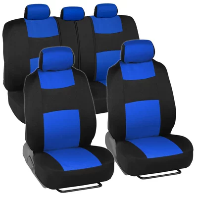 Surface, Export to Temu, Mexico, Russia, Universal seat cover - flat-zipper-style-blue-4-piece-set-front-row-with-two-seats