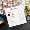 Universal earrings, set, zirconium from pearl, silver needle, Korean style, silver 925 sample