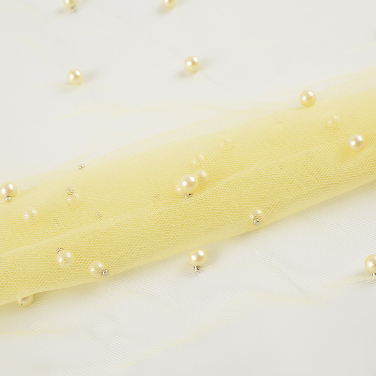 Fábrica directa de perlas irregulares de perlas tela de malla de ropa de mujer ropa infantil vestido tela de perlas