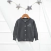 Back letter embroidered children's cardigan gray