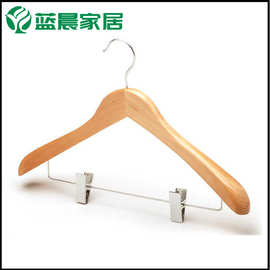 货源直供工厂高档荷木衣挂木质衣架实木原木批发酒店木衣架带B夹