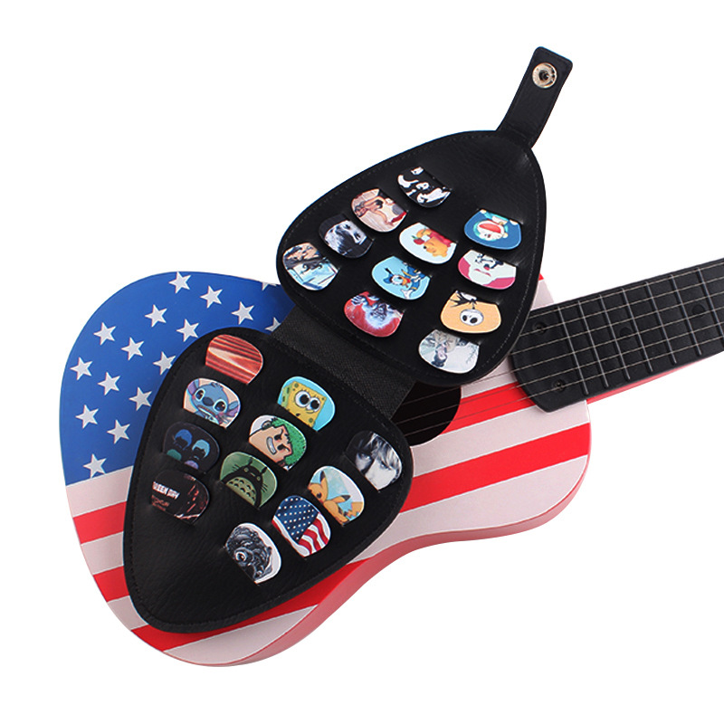 En stock guitarra Pick personalizada creativa ukelele metralla Venta caliente de cuero 22-piece Pick paquete al por mayor