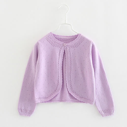 Candy color girls cotton knitted cardigan jacket small and medium children's clothing air conditioning sun protection shirt shawl thin summer one piece drop shipping