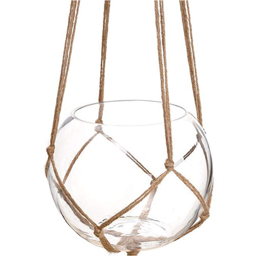 Gardening and greening woven hanging rack flower pot mesh pocket hemp rope hanging basket indoor and outdoor hook decorative cotton rope hanging basket