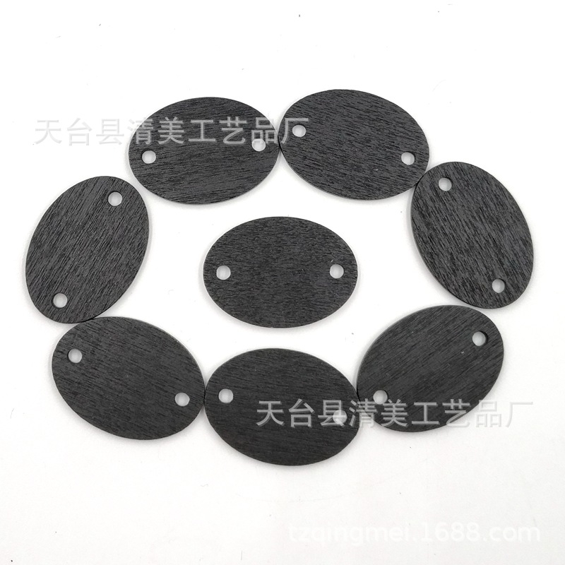 25*35mm DIY manualidades hechas a mano de madera negra botón de letrero redondo 50 piezas por paquete