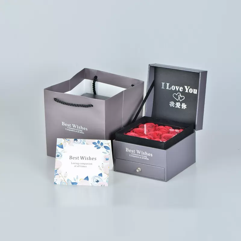 永生花9朵玫瑰高档礼盒精致创意七夕520情人节生日礼物饰品包装盒