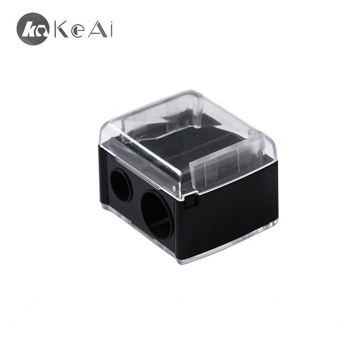 Suministro directo de fábrica cubierta transparente ceja lápiz sacapuntas doble agujero sacapuntas al por mayor cosmética pluma lápiz sacapuntas cuchillo núcleo constante