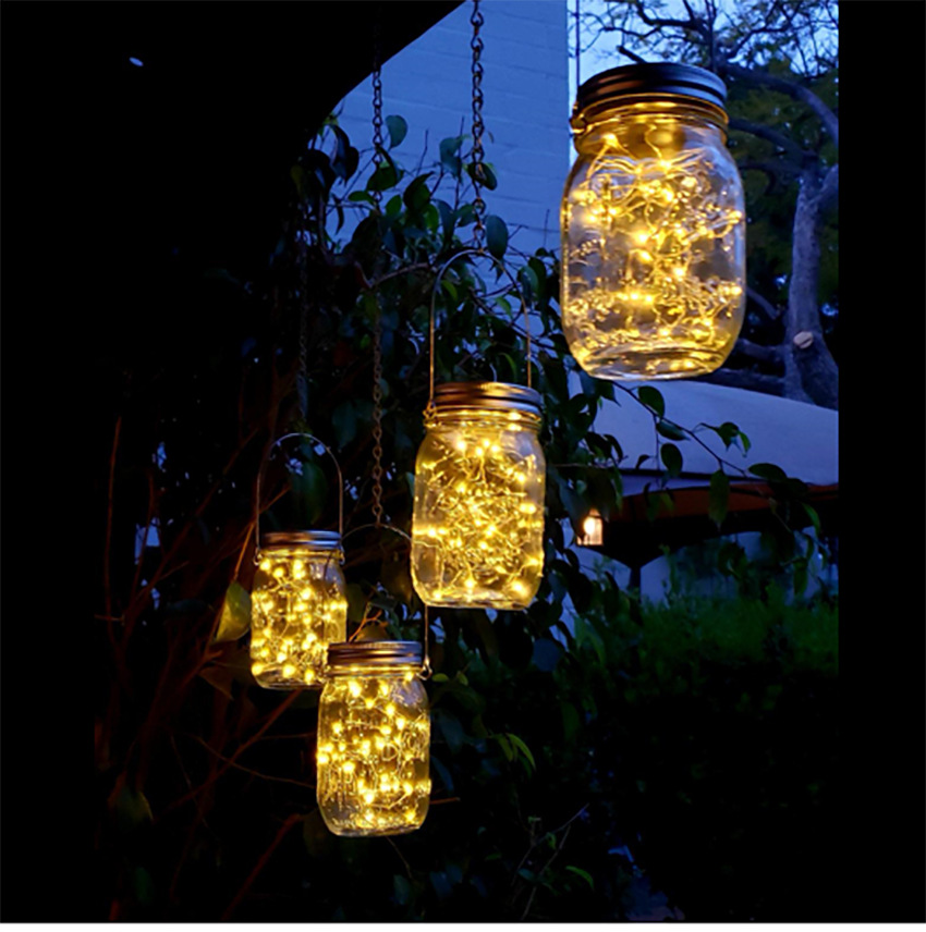 Factory direct supply solar Mason tank lamp LED solar Mason tank lid lamp string 20 lamp Kraft carton