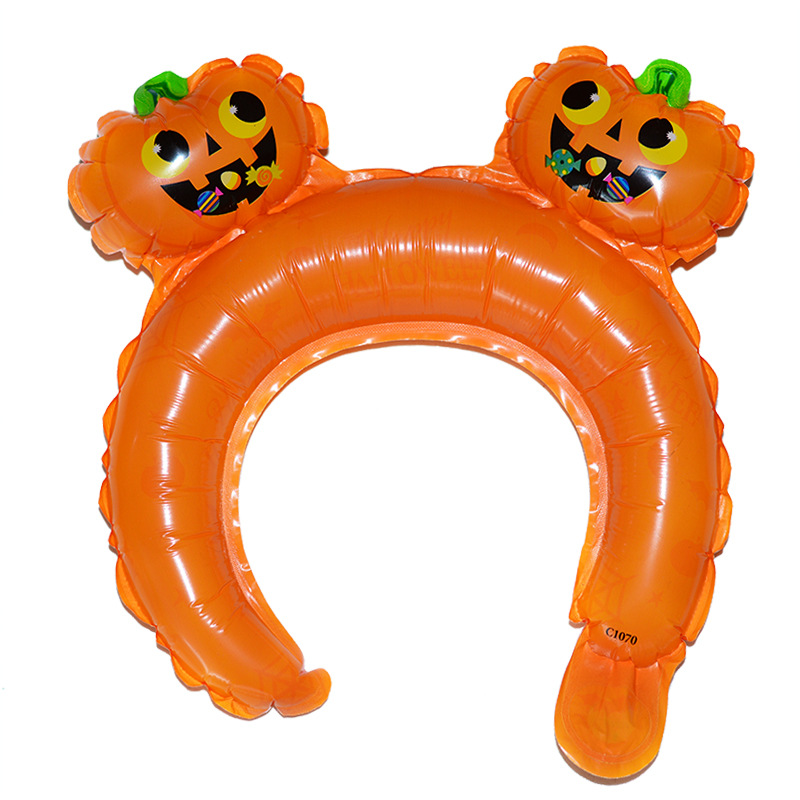 Diadema de Halloween globo araña fantasma accesorios para el cabello globo palo de golpe suministros de fiesta inflables película de aluminio decoración empuje