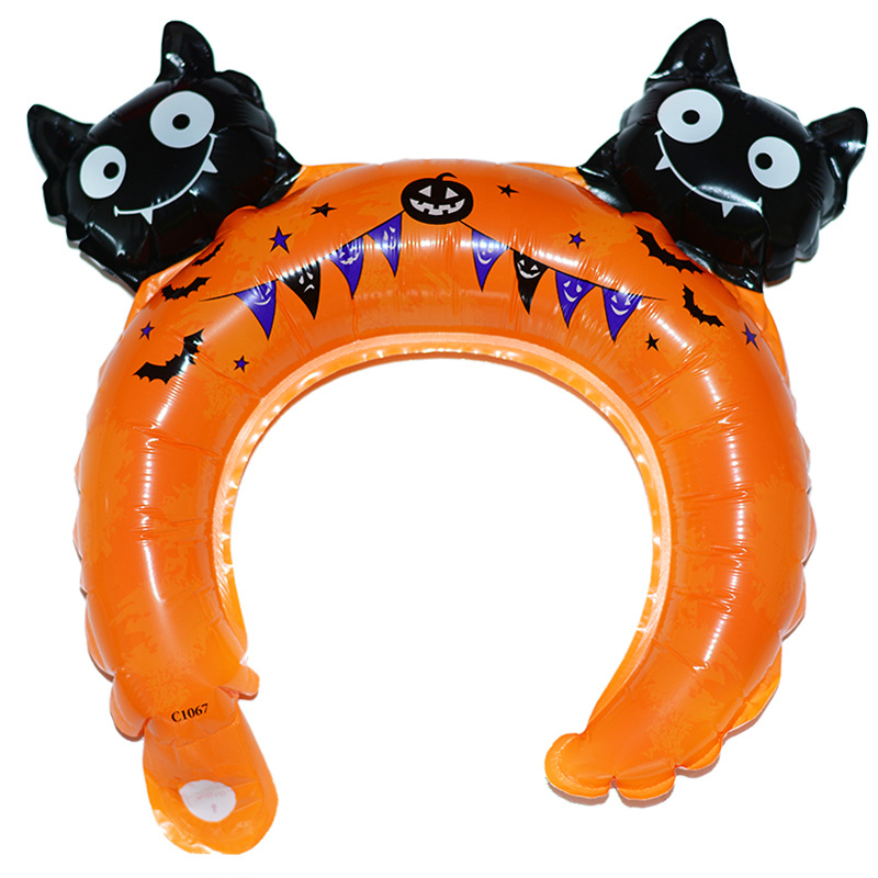 Diadema de Halloween globo araña fantasma accesorios para el cabello globo palo de golpe suministros de fiesta inflables película de aluminio decoración empuje