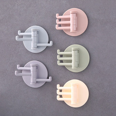 Plastic adhesive hooks for home use, 3-arm rotating hooks, multi-hooks, bathroom wall towel hooks