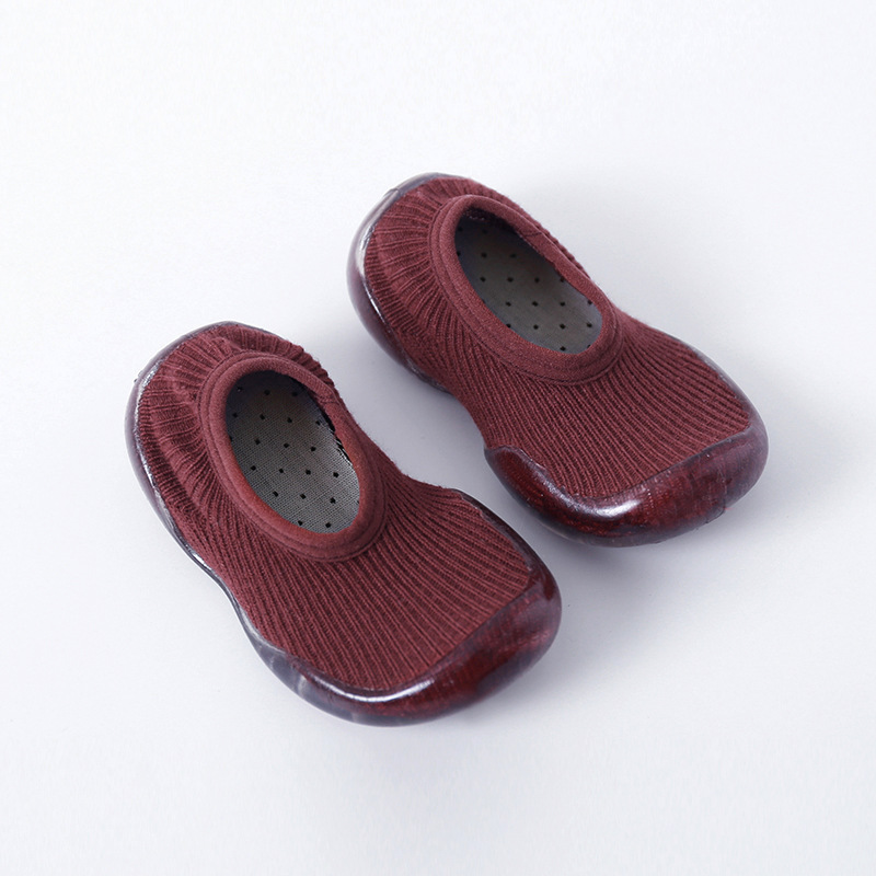 Primavera, verano y otoño zapatos de piso de bebé y Calcetines antideslizantes de fondo suave zapatos de niño peinados de algodón de silicona boca baja calcetines de los niños zapatos de desgaste exterior