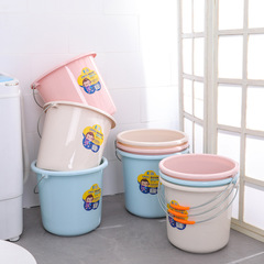 Bright Treasure Household Water Bucket, Thick Handle Plastic Water Bucket for Laundry and Bathing, Student Dormitory Water Storage Bucket, Round Bucket Wholesale