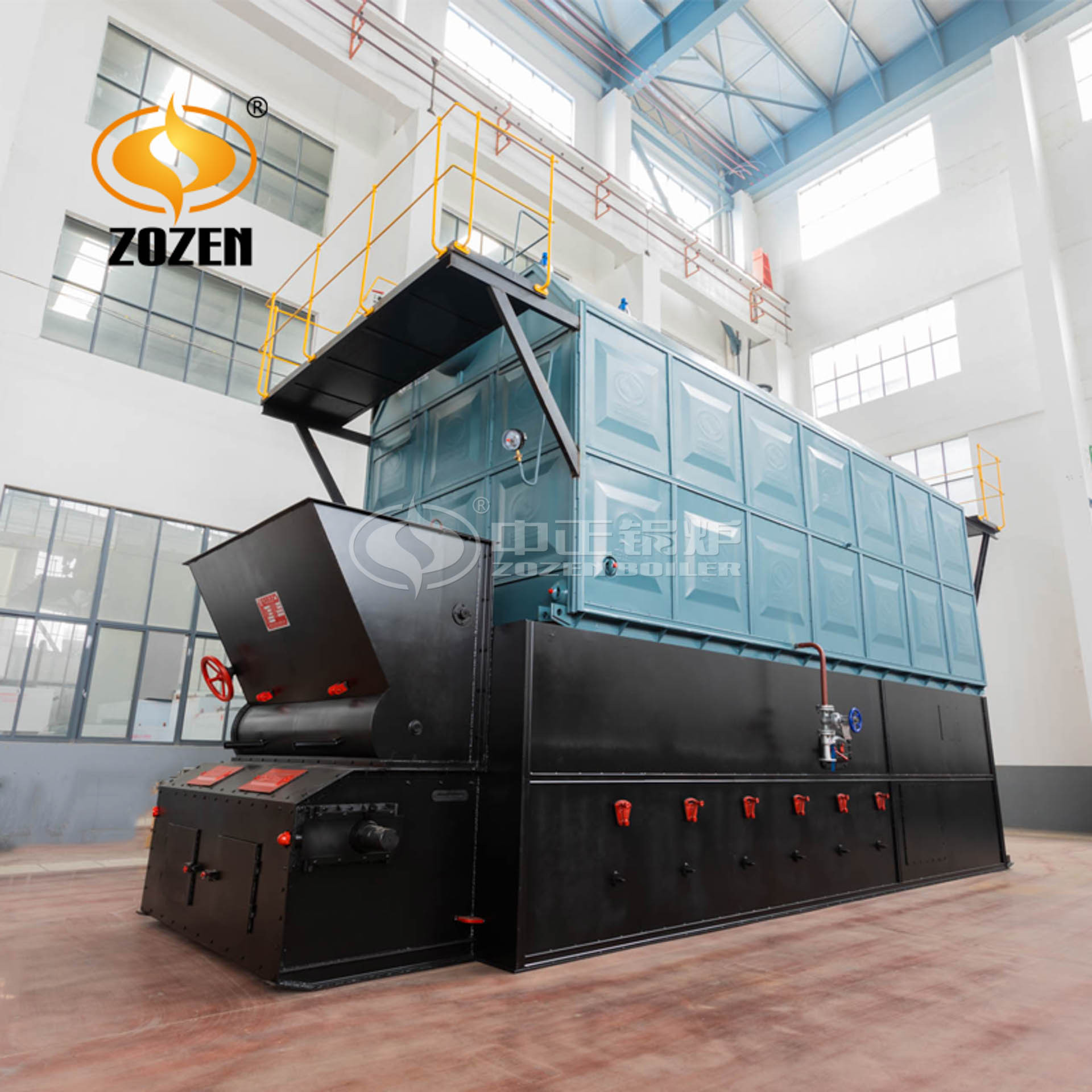三锅筒生物质锅炉2吨燃煤卧式多种燃料稻壳碎木片专用蒸汽