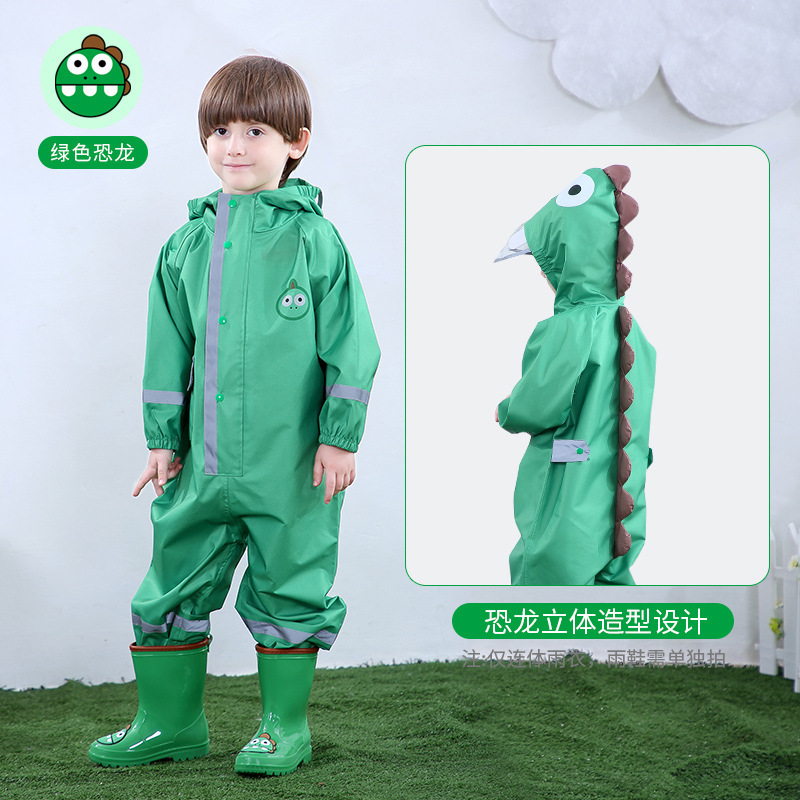 Children's Three-Dimensional Thickened Waterproof Children's Baby's Raincoat Dinosaur Raincoat with Reflective Strip