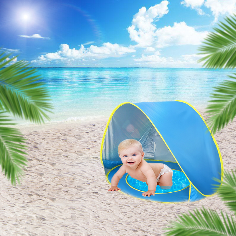 Tienda de playa para bebés – tienda infantil portátil con protección solar y piscina de agua para juegos