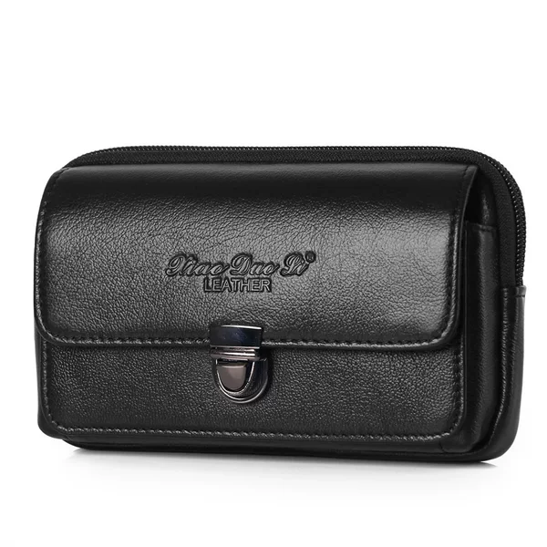 Men's 5.5 Inch 6 Inch Mobile Phone Bag Leather Mobile Phone Waist Bag Wearing Belt Retro Cowhide Mini Hanging Bag Certificate Waist Bag