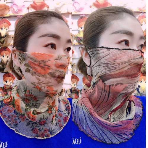 Scarf Women's Summer Thin Sunscreen Variety Small Silk Scarf Neck Protector Versatile Neck Sleeve Multifunctional Gauze