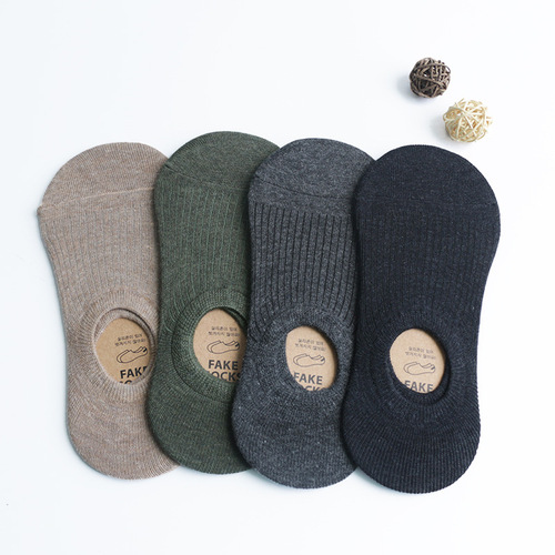 Summer socks men's cotton men's boat socks invisible socks vertical stripes men's shallow socks thin solid color cotton socks silicone anti-removal