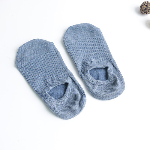 Summer socks men's cotton men's boat socks invisible socks vertical stripes men's shallow socks thin solid color cotton socks silicone anti-removal