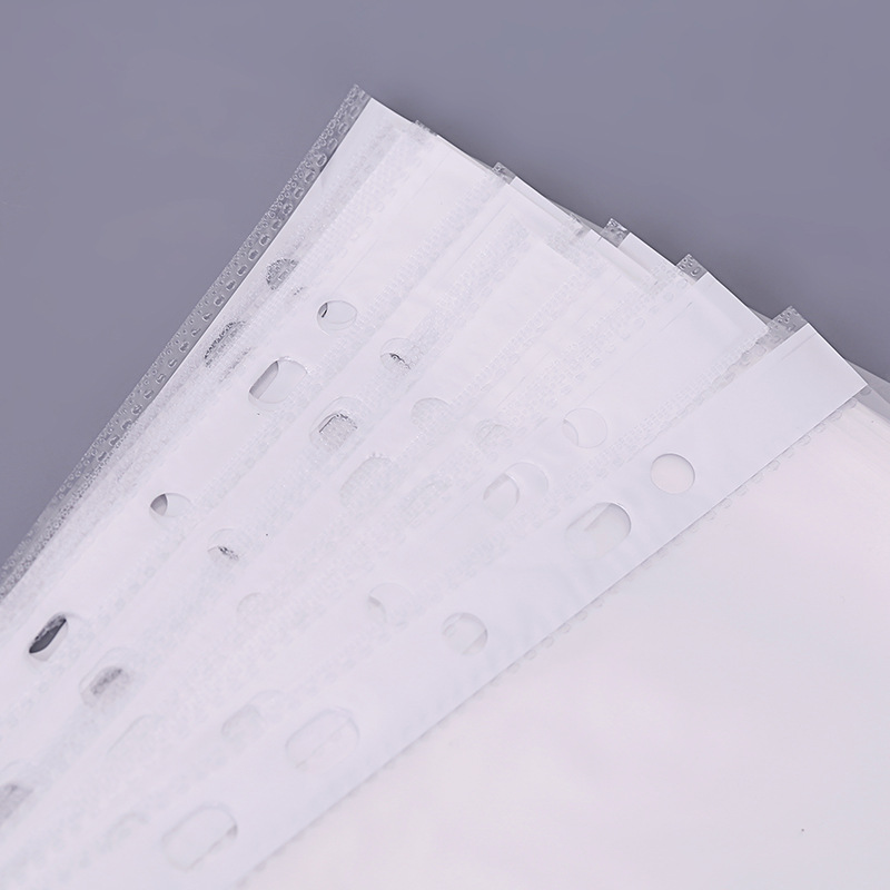 11 홀 문서 가방 A4 투명 루스 리프 백 폴더 삽입 백 보호 커버 흰색 스트립 백 펀치 백 사무용품