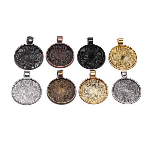 25mm round pendant base DIY retro alloy jewelry accessories time gemstone alloy jewelry pendant pendant