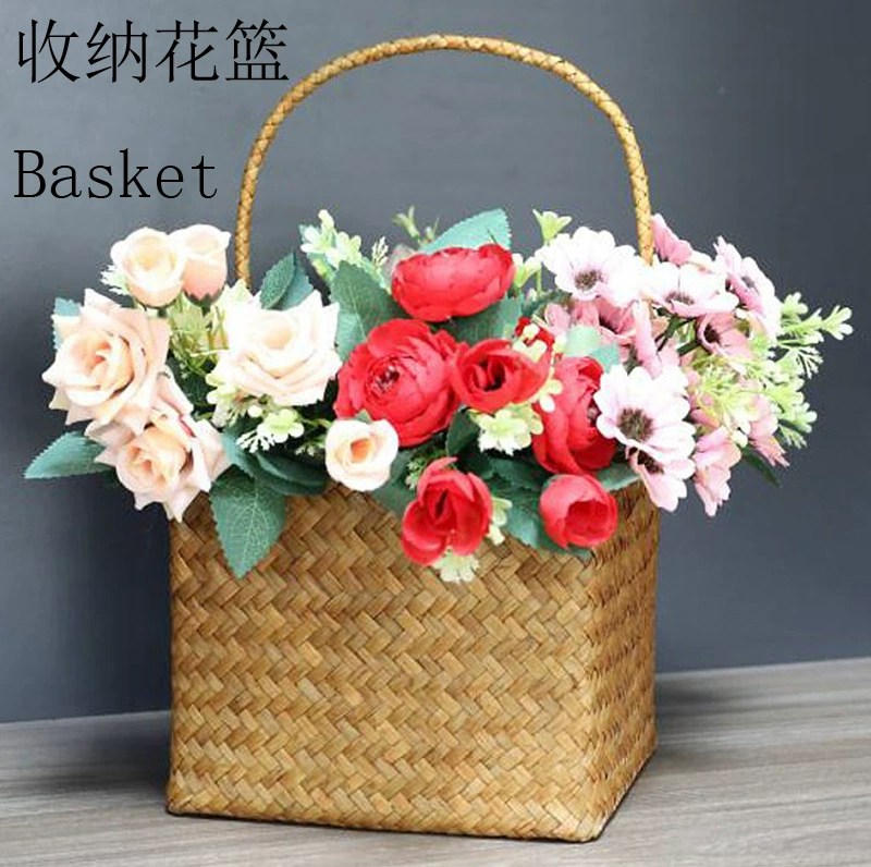 straw woven storage system, pen, basket