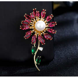 超仙复古韩国简约开衫披肩扣气质向日葵胸针个性锆石别针大衣配饰