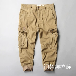 咔叽新款男士运动工装七分裤大码休闲棉质宽松裤厂家批发男裤